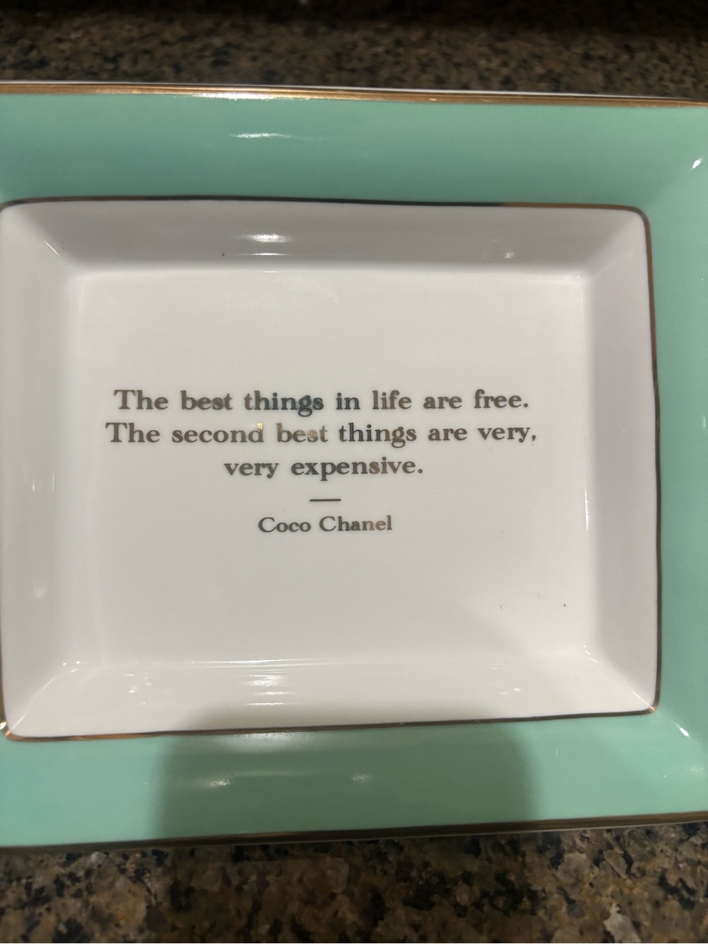 Gump’s COCO CHANEL Mint Green and White porcelain  repartee Trinket Tray